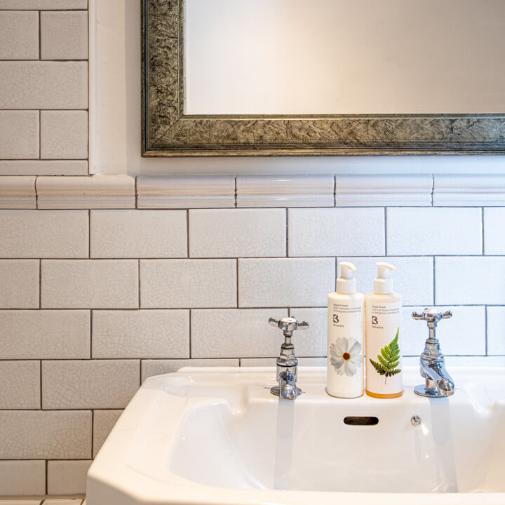 pelican inn bathroom sink mirror and tiles